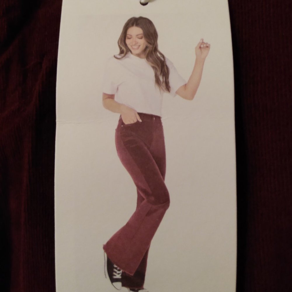 Celebrity Pink Hi-Rise Flare Corduroy Pans 11/30 Red